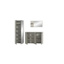 Möbel Boss Garderobenkombination 3-teilig  Station 235 x 37 x 192 cm creme