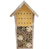 Dehner Natura Premium Insektenhotel Galway, Bienenhotel nachhaltig, Insektenhaus/Nistkasten für Bienen/Schmetterlinge/Käfer, ca. 15 x 30 x 13 cm, aus FSC-zertifiziertem Tannenholz/Bambus, braun/gelb