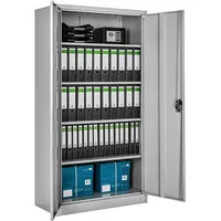 Tectake Aktenschrank aus pulverbeschichtetem Stahl 4 höhenverstellbare Einlegeböden, 180 x 90 x 40 cm