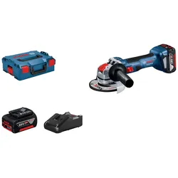 Akku-Winkelschleifer BOSCH PROFESSIONAL "GWX 18V-7 Professional", blau (baumarkt), Schleifmaschinen, inkl. Koffer, mit 2x18V/4Ah Akkus und Ladegerät