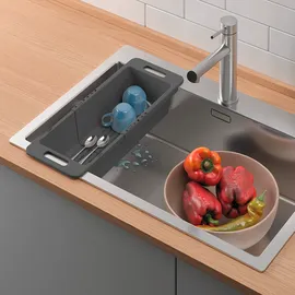 Metaltex Drain-Flex Spülkorb 35 - 52 cm Grau