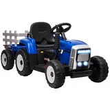 Homcom Elektrischer Traktor mit Anhänger, Kinder Aufsitztraktor mit Fernbedienung, Kinder Elektroauto mit MP3 Funktion, Kinderfahrzeug mit