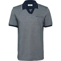 s.Oliver Poloshirt aus zweifarbigem Piqué mit Brusttasche - blau - L