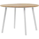 Beliani Gartentisch Aluminium dia. 105 cm Heller Holzfarbton | Weiß Outdoor Indoor Terrasse Salon Esszimmer