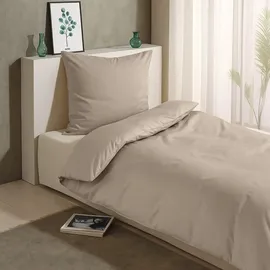 Traumschlaf Pure Mako-Satin 155 x 220 cm + 80 x 80 cm beige
