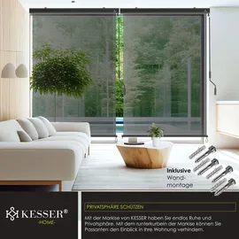 Kesser Senkrechtmarkise Außenrollo 200 x 250 cm Transparent/Anthrazit