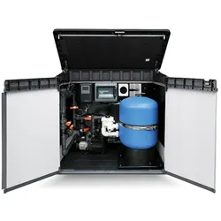 Technikbox mit Bayrol PoolRelax und Filteranlage mit Speck-Pumpe