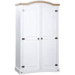 vidaXL Kleiderschrank Mexiko-Stil Kiefernholz 2 Türen Weiß