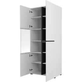 INOSIGN Vitrine INOSIGN "Cross, Höhe 183,5 cm, moderne grifflose Standvitrine mit 3 Türen", weiß, B:79,5cm H:183,5cm T:40cm, FSC-zertifizierter Holzwerkstoff, Glas, Melamin, Schränke, Vitrine, Hochschrank mit viel Stauraum, Glastür und verstellbaren Einlegeböden,