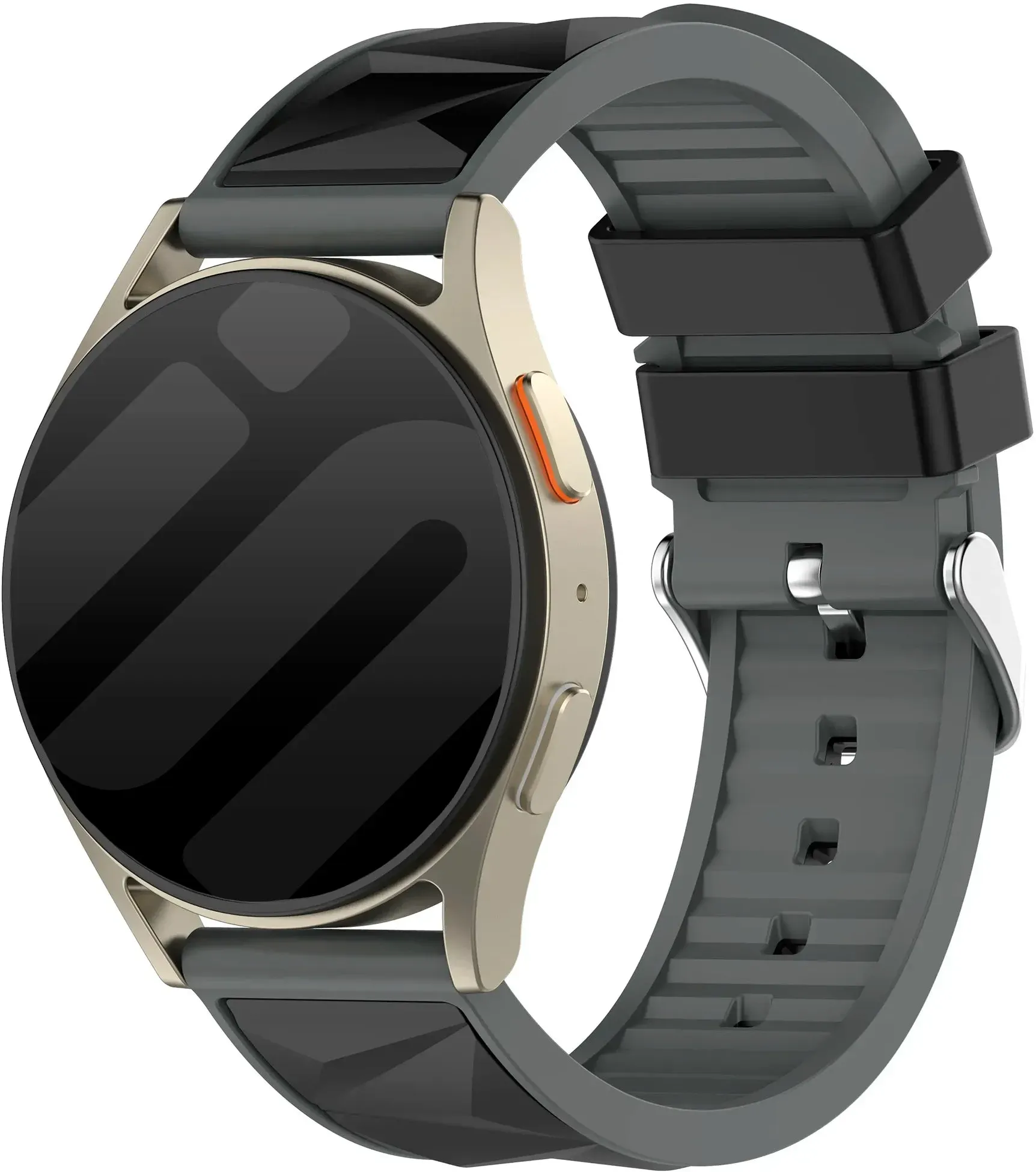 Strap-it ICE Smart 3.0 Rectangular 1.78 Armband Silikon 'Sport' für ICE Smart 3.0 Rectangular 1.78 - Schwarz/grau - Schnallenverschluss