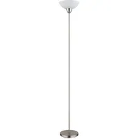 GLOBO Stehleuchte nickel matt Deckenfluter Glasschirm opal Stehlampe Wohnzimmerleuchte,
