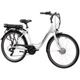 F.lli Schiano E-Moon 26 Zoll E-Bike, City Elektrofahrrad für Damen Herren, Pedelec mit 250W Motor und Shimano 7-Gang-Getriebe, Weiss