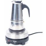 Elektrisch Espressokocher Edelstahl Mokkakanne 4 Tassen 200ml Espressokanne 220V mit Elektroherd