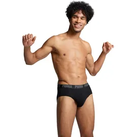 Puma Slip PUMA "PUMA MEN EVERYDAY BRIEFS 2P", Herren, Gr. L, schwarz, Jersey, Obermaterial: 95% Baumwolle, 5% Elasthan, bedruckt, unifarben, eng, Unterhosen Slip, mit Logobund