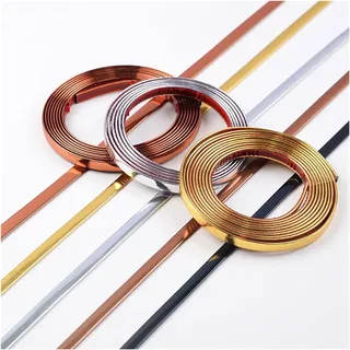 Selbstklebende Zierleiste, selbstklebender Dichtungsstreifen, Zierleiste for Abziehen und Aufkleben, flexible Kantenleiste for Wand, Decke, Boden, Schrank, Fliesen(Brushed Gold,3mx8mm)