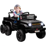 aiyaplay Kinder Elektroauto, 12 V Geländewagen mit 2,4G Fernbedienung, Anhänger, 4x4-Antrieb/2x2-Antrieb Kinderfahrzeug mit LED-Lichte, Sanft-Start, Musik, Hupe, 2,5-4 km/h, 3-8 Jahre, Schwarz