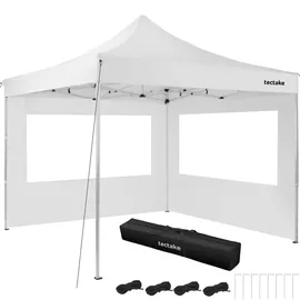 Tectake Faltpavillon 3 x 3 m inkl. 2 Seitenteile weiß