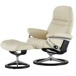 Stressless Relaxsessel mit Hocker Leder Sunrise L , creme , Maße (cm): B: 92 H: 105 T: 80.0