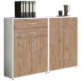 BMG Möbel Aktenschrank Tabor (Set 12, Büroschrank abschließbar mit Metallgriffen) Made in Germany weiß