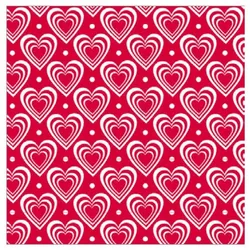 Krasilnikoff Papierserviette 3D Hearts, 33x33cm, rot