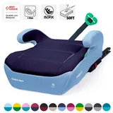 Daliya® Kindersitzerhöhung QUBIX I-Size Sitzerhöhung mit ISOFIX, Auto-Sitzerhöhung, Kindersitz, ab: ab 6 Jahre oder 125cm Körpergröße, bis: bis 12 Jahre oder 150cm Körpergröße, ab: 22 kg, bis: 36 kg, (Packung, 1-tlg), ISOFIX, I-Size, Gurtfix, ergonomisch, weich, waschbarer Bezug blau