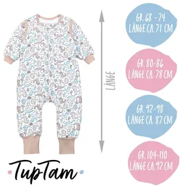 TupTam Schlafsack mit Beinen und Ärmeln 2.5 TOG, OEKO-TEX zertifiziert, Farbe: Dino beige blau), Größe: 104-110 - 104-110