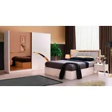 Xlmoebel Schlafzimmer-Set Vier-teiliges Schlafzimmermöbel-Set mit Bett, Nachttischen und, (Schlafzimmer-Set 4tlg (Bett + 2x Nachttische + Kleiderschrank), Hergestellt in Europa weiß