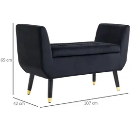 Homcom Luxus Sitzbank mit Stauraum Armlehnen Polsterbank mit Samtoptik, Sitztruhe mit Holzbeine, Truhenbank für Wohnzimmer Schlafzimmer Flur 107 x 42 x 65 cm,