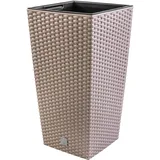 Blumentopf + Einsatz Blumenkübel Rattan-Optik RATO SQUARE DRTS265 Mocca