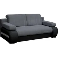 MOEBLO Schlafsofa York, Couch für Wohnzimmer, Sofagarnitur Polstersofa Wohnlandschaft, mit Schlaffunktion und Bettkasten grau|schwarz
