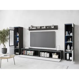 INOSIGN »VERA II«, (Komplett-Set, 4 St.), Mediawand 260 cm, Vitrine mit Verglasung, stehend und hängend, grau