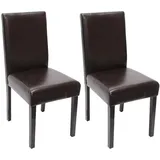 Mendler 2er-Set Esszimmerstuhl Stuhl Küchenstuhl Littau ~ Leder, braun, dunkle Beine