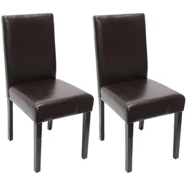 Mendler 2er-Set Esszimmerstuhl Stuhl Küchenstuhl Littau ~ Leder, braun, dunkle Beine