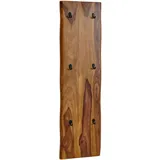 FineBuy Wandgarderobe FineBuy Garderobe Holz Metall 140 cm Flur Hakenleiste Massivholz