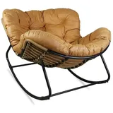 CCLIFE Schaukelsessel Schaukelstuhl Rattan Relaxstuhl Schwingsessel Stühle Ruhesessel