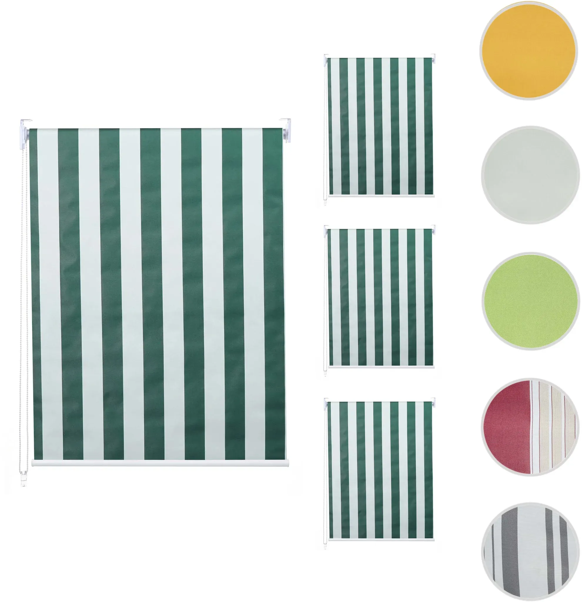 4er-Set Rollo HWC-D52, Fensterrollo Seitenzugrollo Jalousie, 100x160cm Sonnenschutz blickdicht ~ grün/weiß
