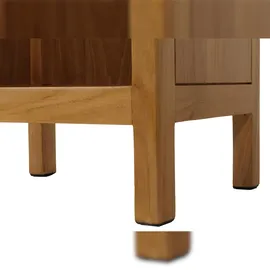 Mendler Teak-Hochschrank HWC-M70, Badschrank, 2 Türen 5 Fächer, hochwertiges B-Grade-Teak (Kernholz, 20-30 Jahre) 181x41x35cm