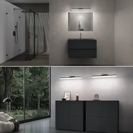 doporro LED Badlampe Spiegellampe 6000K Badezimmer Lampe 180° Drehbar Sandschwarz 14W Luxaris