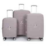 Travelhouse Pisa - Hartschalen Reisekoffer Set - Handgepäck + M - L | Mit Dehnfalte +20% | TSA | 360° Rollen - Taupe - Taupe