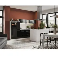 Respekta Premium Inselküche RP310IWSCBO  (Breite: 310 cm, Schwarz, Mit Elektrogeräten)