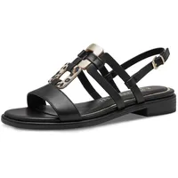 Marco Tozzi Damen Sandalen flach mit Schließe Sommer, Schwarz