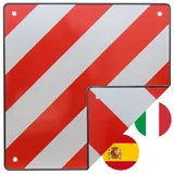 Baumarktplus Warntafel Warnschild Italien Spanien 2 in1 50 x 50 cm rot weiß reflektierend Caravan Heckträger