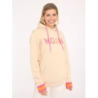 Zwillingsherz Hoodie "Rahel", Damen, Gr. L, beige, Sweatware, Obermaterial: 50% Baumwolle, 50% Polyester, Basic normal, ohne Ausschnitt, angesetztes Bündchen, Sweatshirts Hoodie, Kontrastbündchen, Kängurutasche, Langarm, Kapuze, Kordelzug
