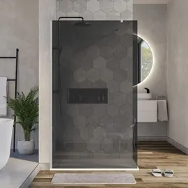 Bernstein Duschabtrennung Walk-In Nano Echtglas 10mm graues Glas 100cm