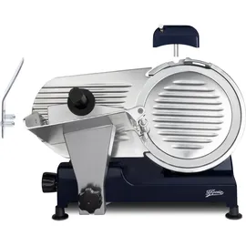 h.koenig Elektrischer Alleschneider MSX256, präzise Schneidemaschine, Schnittstärke einstellbar 0-12 mm, Klinge 25 cm, integrierter Schärfer, 282 U/min, Nachtblau