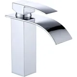 Wasserfallarmatur In Silberlackierung Für Waschtische Und Badezimmerschränke (warm- Und Kaltwasser) Einlocharmatur Wasserfall-waschtischarmatur Wasserfall-mischbatterie Einloch-badezimmerarmatur Aus M