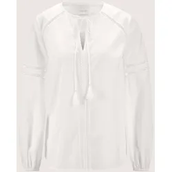 Langarmbluse MADELEINE "Tunika Moderne Bluse mit Spitzeneinsätzen", Damen, Gr. 46, weiß, Obermaterial: 100% Baumwolle CO., Modern, Blusen