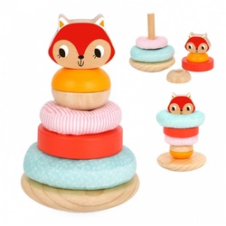 Tooky Toy Stapelturm Fuchs TH826 Holz 7-tlg, bunte Stapelpyramide, ab 12 Monaten bunt