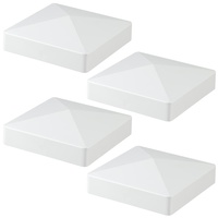 MOLIGOU 4 Stück Vinyl-Zaunpfostenkappen, Pyramidenkappen, Pfostenkappe für 12,7 x 12,7 cm Vinylpfosten (weiß)