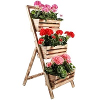 KOTARBAU® Blumenetagere Blumentreppe 3 Etagen für Pflanzen Blumenregal innen & außen Holz 46x58x105 cm Gegerbt